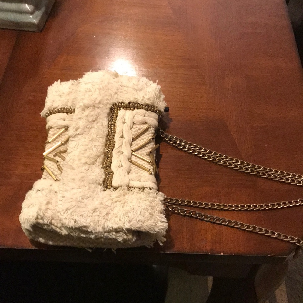 Clutch cream beaded bag